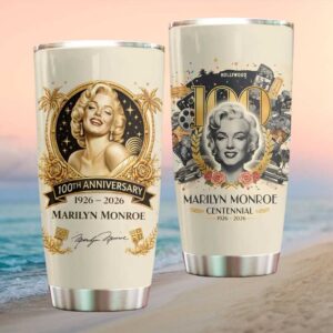 Marilyn Monroe 100th Anniversary 1926 2026 Centennial Gold Floral Tumbler