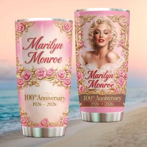 Marilyn Monroe 100th Anniversary Pink Rose Gold Portrait STumblerl Tumbler