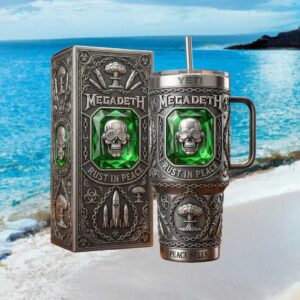 Megadeth Rust In Peace 3D Vic Rattlehead Jewel Encrusted YETI Tumbler