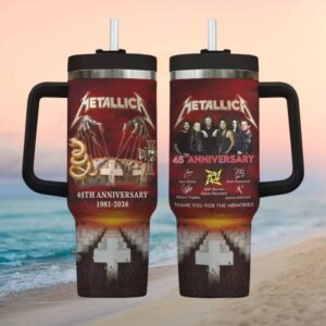 Metallica 45th Anniversary 1981 2026 Master of Puppets Handle Tumbler