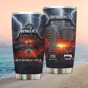 Metallica M72 World Tour 2026 Black Album Snake & Guitar Fire Tumbler