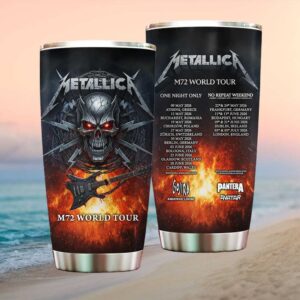 Metallica M72 World Tour 2026 Flaming Skull & Explorer Guitar Tumbler