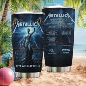 Metallica M72 World Tour 2026 Lady Justice & Lightning Blue Graphic Tumbler