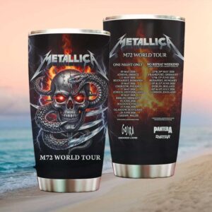 Metallica M72 World Tour 2026 Skull and Snake Fire Graphics Tumbler
