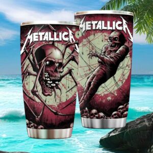 Metallica Skull & Spider Web Heavy Metal Art Graphic Insulated Tumbler