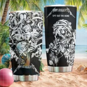 Metallica Spit Out The Bone Skeleton Artwork Heavy Metal Fan Tumbler