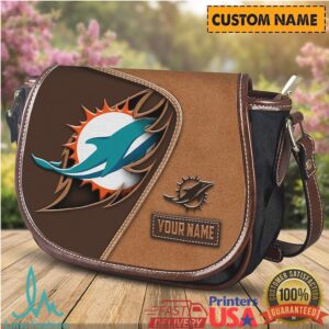 Miami Dolphins Custom Name Leather Look Fan Gear Saddlebag