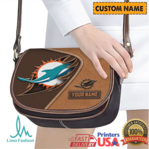 Miami Dolphins Custom Name Leather Look Fan Gear Saddlebag