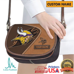 Minnesota Vikings Custom Name Leather Crossbody Saddle Bag