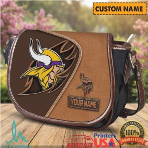Minnesota Vikings Custom Name Leather Crossbody Saddle Bag