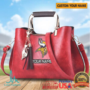 Minnesota Vikings Personalized Name Leather Shoulder Bag Women's Purse