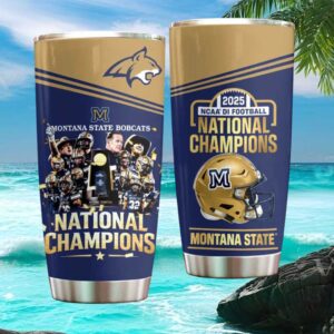 Montana State 2025 National Champions NCAA Football Gold & Blue Trophy Tumbler