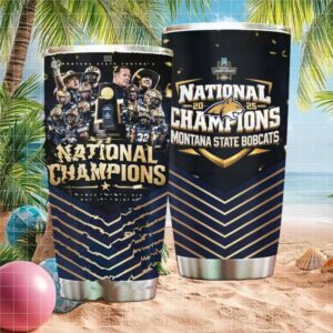 Montana State Bobcats 2025 National Champions Gold Chevron Trophy Tumbler