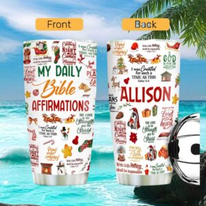 My Daily Bible Affirmations Christmas Tumbler Personalized Holiday Scripture