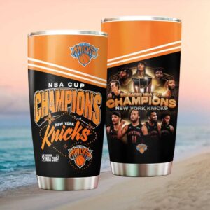 NBA TumblerChampions New York Knicks Commemorative Black & Orange Tumbler