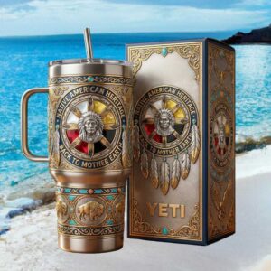 Native American Heritage “Back to Mother Earth” 40oz Yeti Style Tumbler Buffalo & Eagle Design