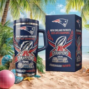 New England Patriots 2025 AFC Champions Gillette Stadium 40oz Tumbler
