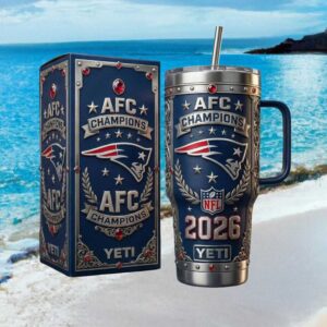 New England Patriots AFC Champions 2026 Yeti Style Commemorative Tumbler