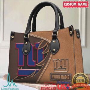 New York Giants Custom Name Leather Tote Bag Personalized NFL Fan Gift
