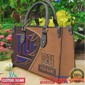 New York Giants Custom Name Leather Tote Bag Personalized NFL Fan Gift