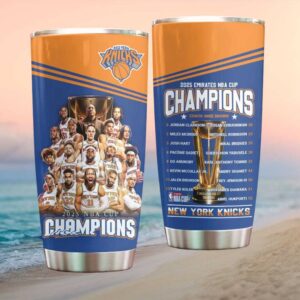 New York Knicks 2025 Emirates NBA TumblerChampions Roster Stainless STumblerl Tumbler
