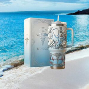 Nurse Appreciation Caring Hearts 3D Floral Stethoscope Custom Gift Tumbler
