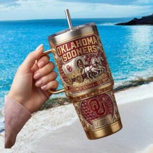 Oklahoma Sooners Boomer Sooner Est 1990 Ornate Jeweled NCAA Tumbler