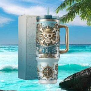 One Piece Anime 3D Embossed Tumbler Monkey D. Luffy Straw Hat Pirate Wrap