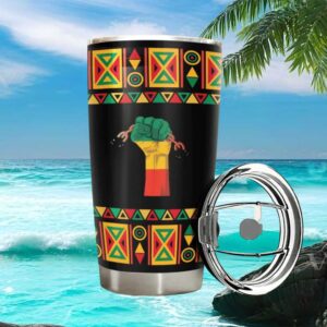Pan African Freedom Fist & Geometric Pattern Heritage Insulated Tumbler