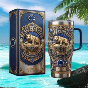 Penn State Nittany Lions “We Are” Luxury Navy & Gold Jeweled 40oz Tumbler