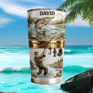 Personalized 3D Effect Fly Fishing Trout Scene Tumbler Custom Fisherman Gift