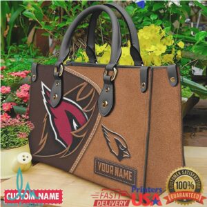 Personalized Arizona Cardinals NFL Leather Tote Bag Custom Name