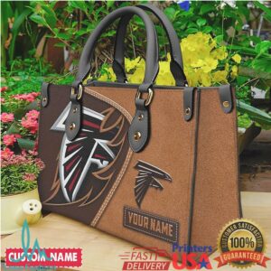 Personalized Atlanta Falcons NFL Leather Tote Bag Custom Name