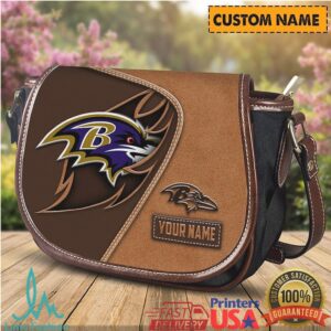 Personalized Baltimore Ravens NFL Custom Name Saddle Crossbody Bag