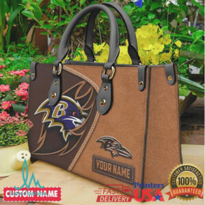 Personalized Baltimore Ravens NFL Leather Tote Bag Custom Name