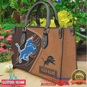 Personalized Detroit Lions Name Leather Tote Bag Blue Pride Edition