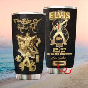 Personalized Elvis Presley King of Rock N Roll 1935 1977 Signature Tumbler
