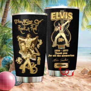 Personalized Elvis Presley King of Rock N Roll Tribute Tumbler with Name