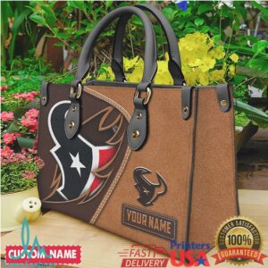 Personalized Houston Texans NFL Leather Tote Bag Custom Name