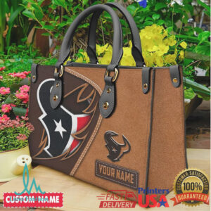 Personalized Houston Texans NFL Leather Tote Bag Custom Name