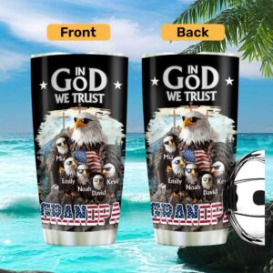 Personalized In God We Trust Eagle Grandpa Tumbler with Grandkids Names