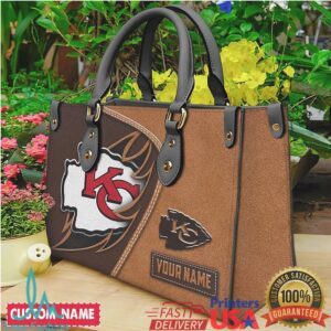 Personalized Kansas City Chiefs NFL Leather Tote Bag Custom Name