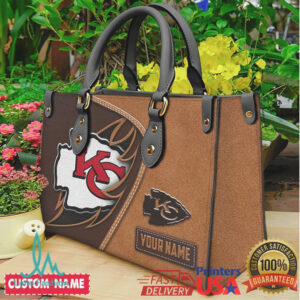 Personalized Kansas City Chiefs NFL Leather Tote Bag Custom Name