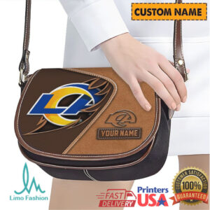 Personalized LA Rams Custom Name Leather Saddle Bag NFL Fan Crossbody Purse