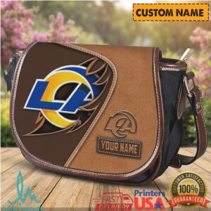 Personalized LA Rams Custom Name Leather Saddle Bag NFL Fan Crossbody Purse