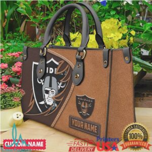Personalized Las Vegas Raiders NFL Custom Name Leather Tote Handbag