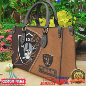 Personalized Las Vegas Raiders NFL Custom Name Leather Tote Handbag