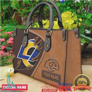 Personalized Los Angeles Rams Custom Name Leather Tote Bag