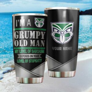 Personalized NZ Warriors “Grumpy Old Man” Rugby Fan Custom Name Tumbler