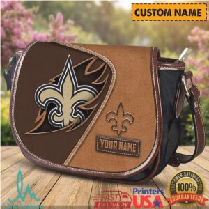Personalized New Orleans Saints NFL Custom Name Saddle Crossbody Bag
